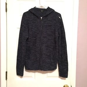 Vince Full Zip Blue Melange Wool  Cashmere Sweater Hoodie Sz S